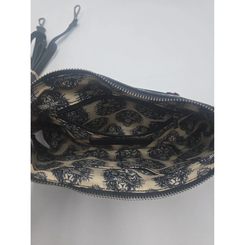 Ed Hardy Black Shoulder Crossbody Bag with Charms Love Kills Slowly Skull Tattoo